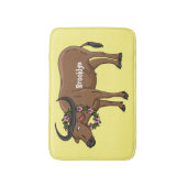 Waterbuffel met cartoon van bloemen badmat (Voorkant Verticaal)