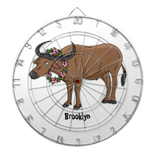 Waterbuffel met cartoon van bloemen dartbord