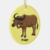 Waterbuffel met cartoon van bloemen keramisch ornament (Rechts)