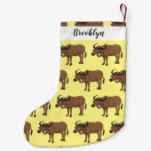 Waterbuffel met cartoon van bloemen kleine kerstsok (Achterkant)