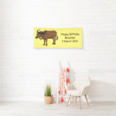 Waterbuffel met cartoon van bloemen spandoek (Insitu)