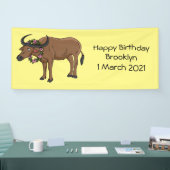 Waterbuffel met cartoon van bloemen spandoek (Beurs)