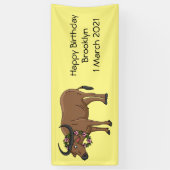 Waterbuffel met cartoon van bloemen spandoek (Verticaal)