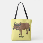 Waterbuffel met cartoon van bloemen tote bag (Achterkant)