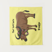 Waterbuffel met cartoon van bloemen wandkleed (Voorkant)