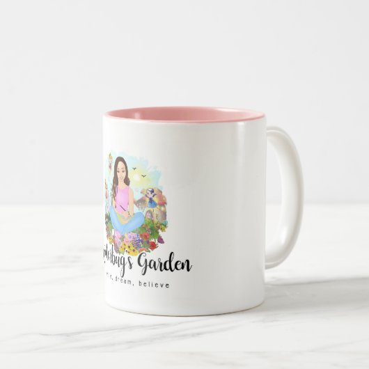 Waterbug's Garden Mok-Write, Dream, geloof Tweekleurige Koffiemok (Voorkant rechts)