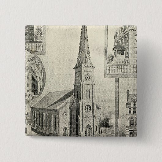 Waterbury Church of the Immaculate Conception Vierkante Button 5,1 Cm (Voorkant)