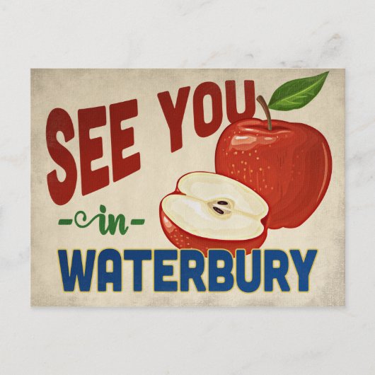 Waterbury Connecticut Apple - Vintage Travel Briefkaart (Voorkant)