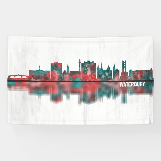 Waterbury Connecticut Skyline Spandoek (Horizontaal)