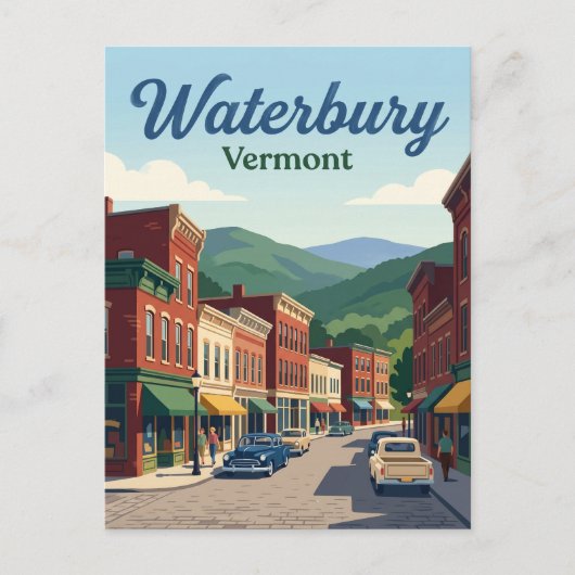 Waterbury Vermont Briefkaart (Voorkant)