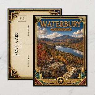 Waterbury Vermont Vintage Art Deco Gouden Tijdperk Briefkaart