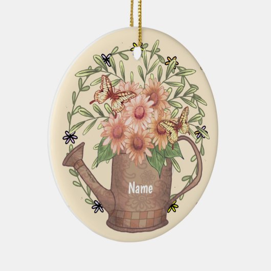 Watercan Pink Daisy Keramisch Ornament (Rechts)