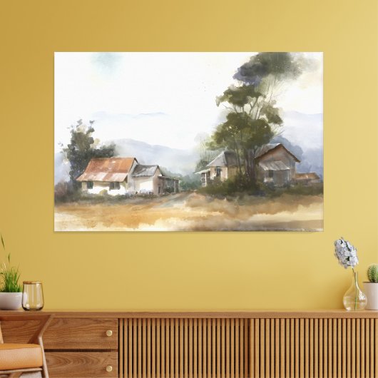 Waterccolor Landschap 1 Canvas Afdruk (Insitu (Woonkamer))