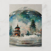 Waterclor Snowglobe met Kerstmis Briefkaart (Voorkant)