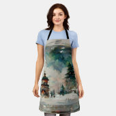 Waterclor Snowglobe met Kerstmis Schort (Gedragen)