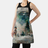 Waterclor Snowglobe met Kerstmis Schort (Insitu)