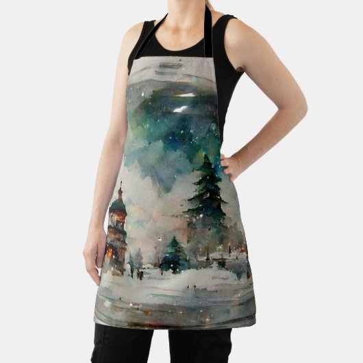 Waterclor Snowglobe met Kerstmis Schort (Insitu)