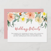 Watercolo bloemen bruiloft details / informatie ka briefkaart (Voorkant / Achterkant)