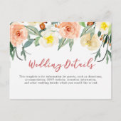 Watercolo bloemen bruiloft details / informatie ka briefkaart (Voorkant)