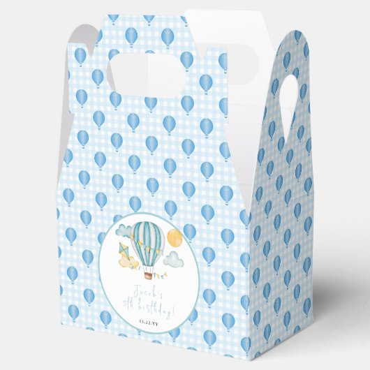 Watercolo Hot Air Balloon Kind 5e verjaardag Bedankdoosjes (Geopend)