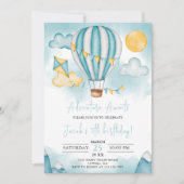 Watercolo Hot Air Balloon Kind 5e verjaardag Kaart (Voorkant)