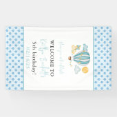 Watercolo Hot Air Balloon Kind 5e verjaardag Spandoek (Horizontaal)