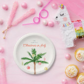 Watercolo Palmboom Kerstmis in juli Zomerfeest Papieren Bordje (Feest)