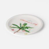 Watercolo Palmboom Kerstmis in juli Zomerfeest Papieren Bordje (Gekanteld)