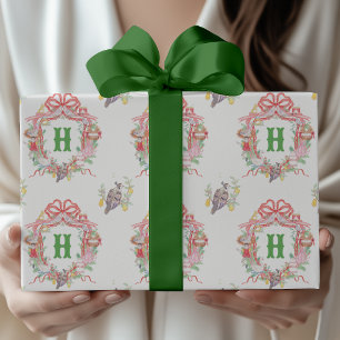 Watercolor 12 dagen van Kerst Monogram Wapenschild Cadeaupapier