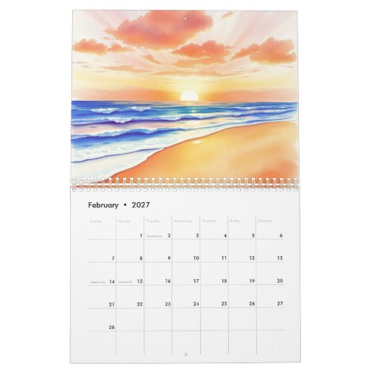 Watercolor 2025 muurkalender kalender (Feb 2027)
