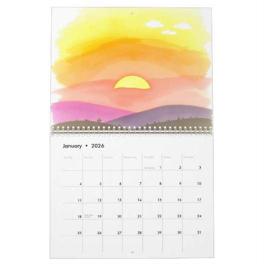 Watercolor 2025 Wall Calendar  Kalender (Jan 2026)