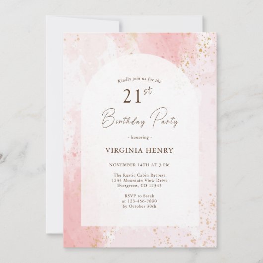 Watercolor 21e verjaardagsfeestje kaart (Voorkant)