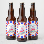 Watercolor 4 juli cakefeest bier etiket (Flessen)