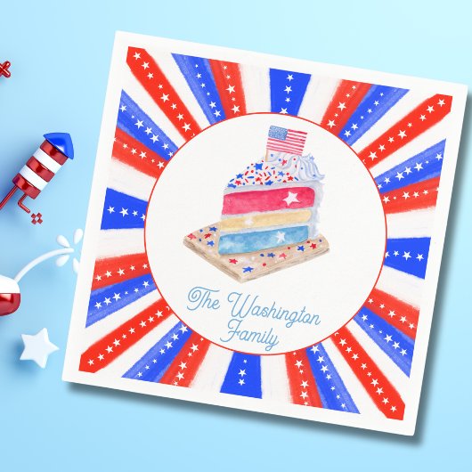 Watercolor 4 juli cakefeest servet