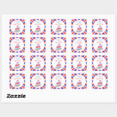 Watercolor 4 juli cakefeest vierkante sticker (Vel)