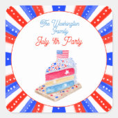 Watercolor 4 juli cakefeest vierkante sticker (Voorkant)