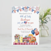 Watercolor 4 juli Feest  Kaart (Staand voorkant)