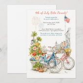 Watercolor 4 juli fietsparade uitnodiging  (Voorkant / Achterkant)