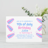 Watercolor 4 juli ijsje uitnodiging (Staand voorkant)