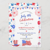 Watercolor 4 juli Onafhankelijkheidsdag Feest Aankondiging (Voorkant / Achterkant)