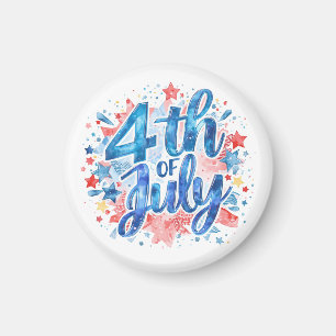 Watercolor 4 juli Patriottisch Magneet