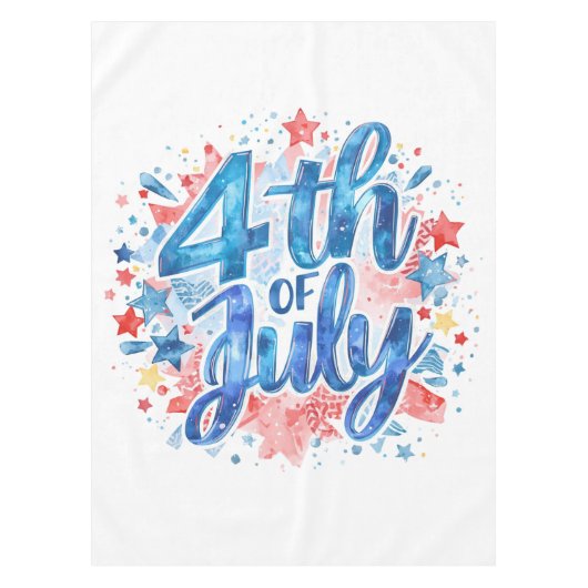 Watercolor 4 juli Patriottisch Tafelkleed (Voorkant)