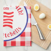 Watercolor 4 juli vlag rode ruit NAME Theedoek (Quarter Fold)