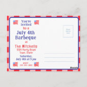 Watercolor 4 juli VS-vlag Rode Check UITNODIGING (Achterkant)