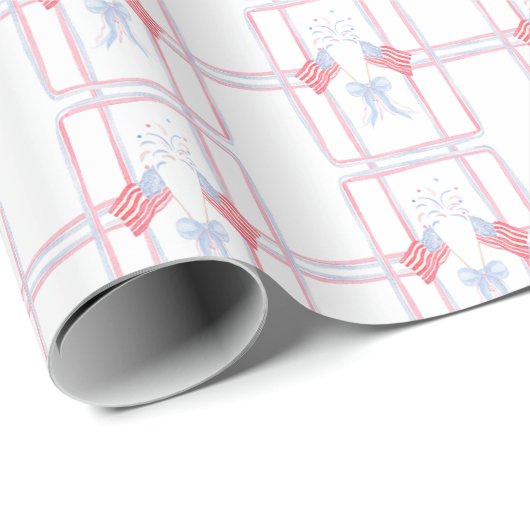 Watercolor 4 juli vuurwerk cadeaupapier (Rol Hoek)