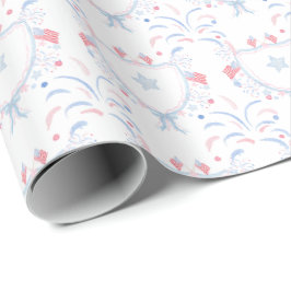 Watercolor 4 juli vuurwerk cadeaupapier