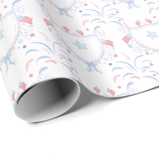 Watercolor 4 juli vuurwerk cadeaupapier (Rol Hoek)