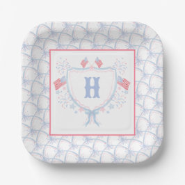 Watercolor 4 juli Vuurwerk Monogram Wapen Papieren Bordje