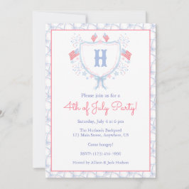 Watercolor 4 juli Vuurwerk Monogram Wapenschild Kaart