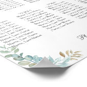 Watercolor 8 Tafels Stoelen Chart Poster Bord (Hoek)